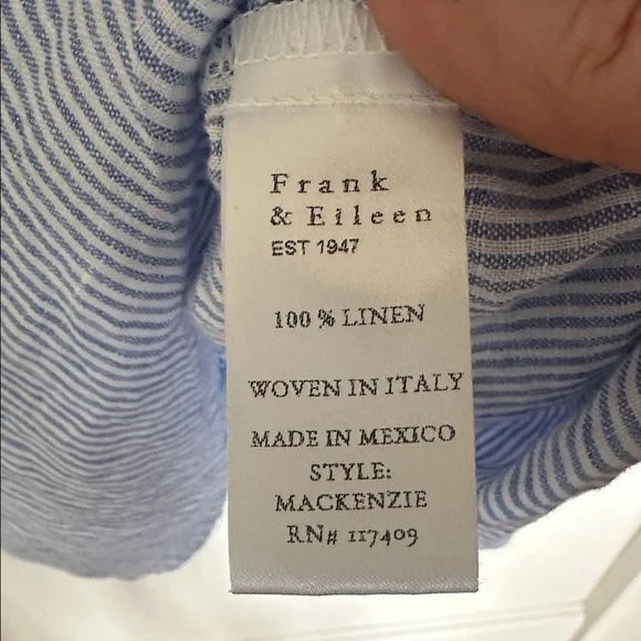 Frank & Eileen Mackenzie Linen Button-Down | Blue Stripe OS - Picture 7 of 8